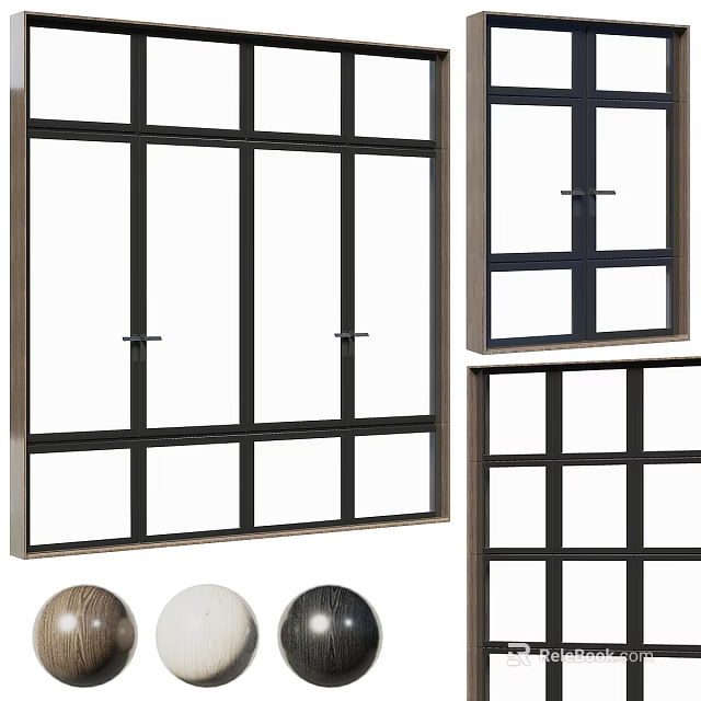 Modern Casement Windows With Grid Patterns And Multiple Color Options 3d model 