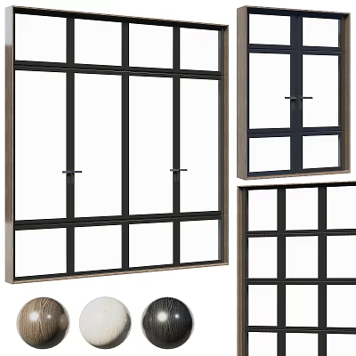 Modern Casement Windows With Grid Patterns And Multiple Color Options 3d model