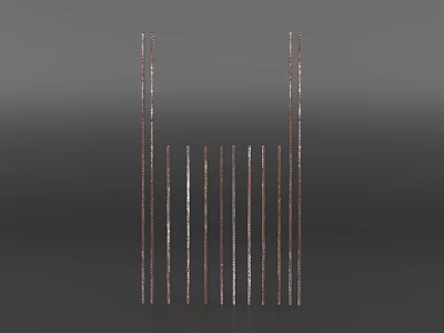 Modern Vertical Metal Lines Arranged On Gray Background With Shiny Surface 3d model