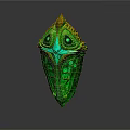 Ornate Green Decorative Artwork With Intricate Gold Accents And Textured Surface