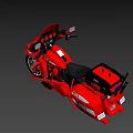 Red Police Motorcycle With Emergency Lights Storage Compartments And POLICE Markings