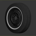 Car Tire with Tread Pattern and White Accent Rim Black Hub Design