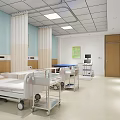 Spacious Hospital Ward Interior With Medical Beds Equipment TV And Curtains