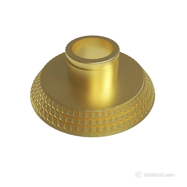 Golden Decorative Base With Intricate Grid Pattern And Circular Top Opening 3d model 