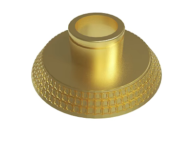 Golden Decorative Base With Intricate Grid Pattern And Circular Top Opening 3d model