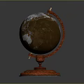 Brown Globe With White Snowy Regions And Red Stand Base