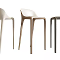 Sleek Modern Bar Stools In White Brown Black With Ergonomic Streamlined Design 3d model