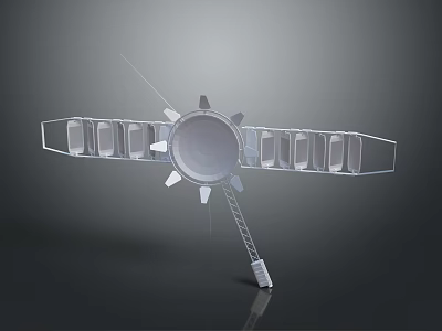 Space Satellite Probe Equipment With Circular Body Solar Panels And Ladder Structure 3d model
