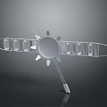 Space Satellite Probe Equipment With Circular Body Solar Panels And Ladder Structure