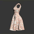 Pink And White Floral Pattern Sleeveless Dress For Daily Life Use