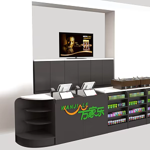 Cashier Mall Cashier Supermarket Shelf TV Kwantung Cooking Convenience Store Cashier 3d model