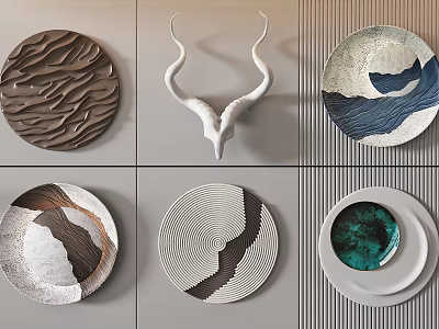 Modern Decorative Wall Hangings Featuring Antler Inspired Design Textured Geometric and Natural Patterns 3d model