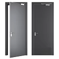 Two Modern Dark Gray Hinged Doors With Sleek Surface And Metal Handle Design 3d model