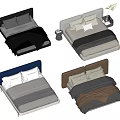 Double Beds in Various Colors with Pillows Blankets and Modern Design 3d model