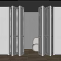 White Folding Doors With Louvered Design In Modern Interior Room Space