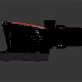 Black Tactical Rifle Scope With Red Accent And Mounting Base On Dark Surface 3d model
