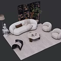 Modern White Sofa and Coffee Table Set with Accent Chairs Rug and Floor Lamp