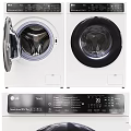 Two Front Load LG Washing Machines With Open Door Control Panel And Time 3d model