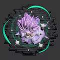 Pink Hair Female Figure With Crown And White Ghosts On Glowing Green Base With Candles