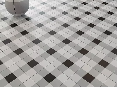 Geometric Floor Tile Components With Black White Gray Diamond Pattern Design 3d model