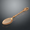 Elegant Golden Spoon With Intricate Patterned Handle Decorative Design And Reflective Surface 3d model