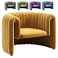 Modern Yellow Velvet Accent Chair With Curved Design And Comfortable Armrests
