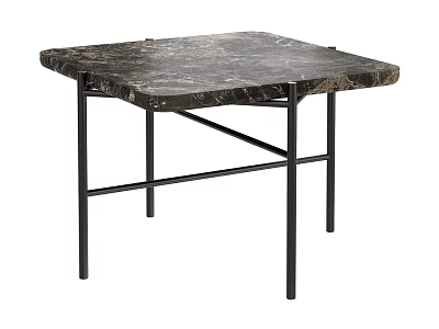 Modern Minimalist Coffee Table With Marble Top And Black Metal Crossed Legs 3d model