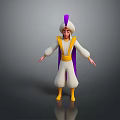 Cartoon Character In White Robe With Yellow Belt And Purple Cape Standing With Arms Outstretched