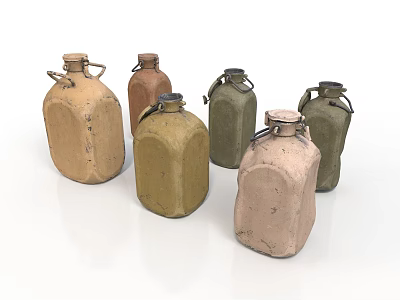 Vintage Military Canteen Collection With Various Colors And Durable Design For Daily Use 3d model