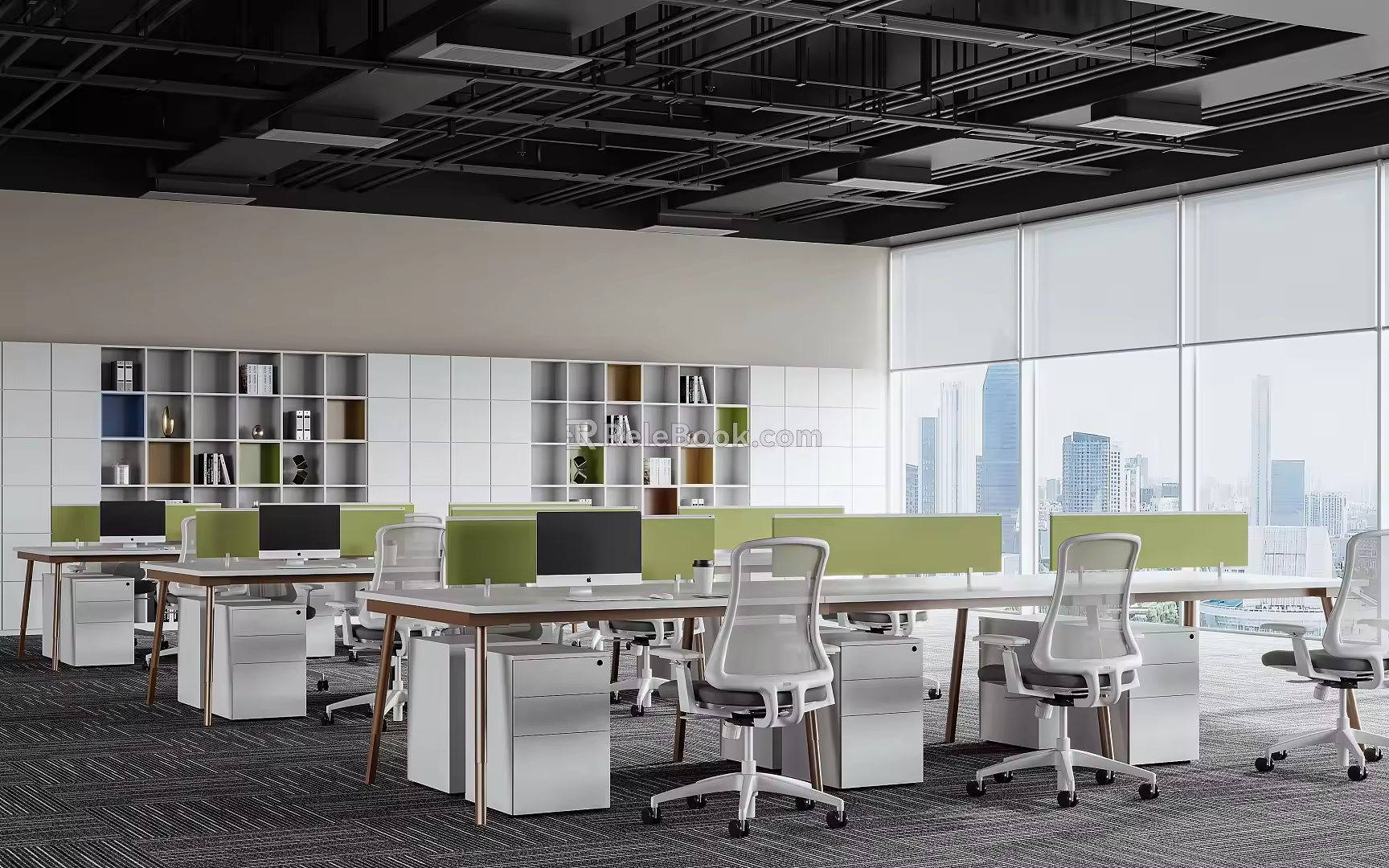 Modern open office area 3d model