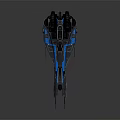 Futuristic Sci Fi Spaceship With Sleek Black And Blue Exterior Design