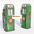 Vintage Green Public Facility Gas Pumps With Standard Oil Logo And Retro Design