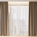 Brown Curtains With White Sheer Panels For Home Window Interior Design