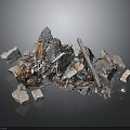 Modern Scrap Metal And Stone Debris Pile With Mixed Colors In Industrial Setting