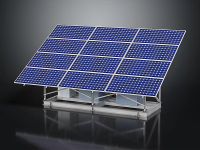 Blue Solar Panels Mounted As Household Appliances For Renewable Home Energy 3d model