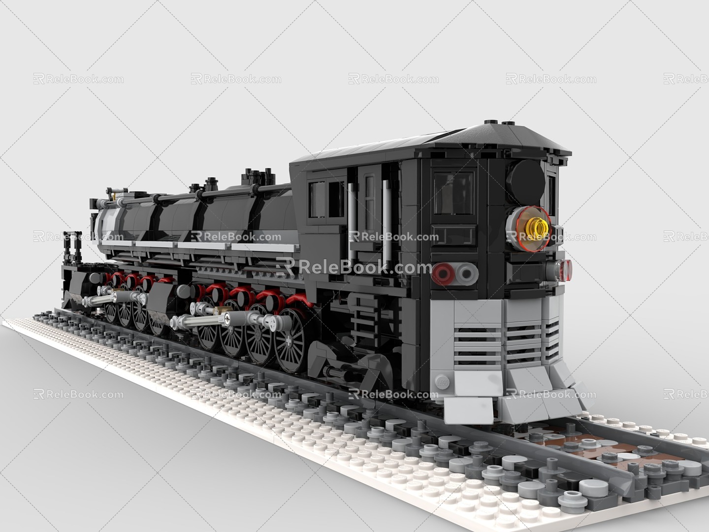 Lego toy blocks retro train steam train high-speed rail light rail 3d model