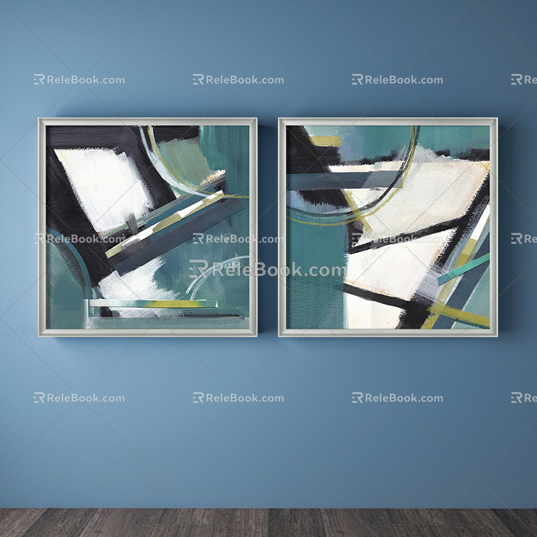 Modern abstract painting simple green living room abstract decorative painting 3d model