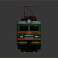 Green Electric Model Train With Red Pantograph Roof And Front Headlight Details
