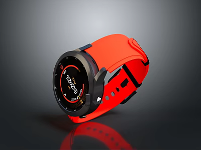 Trendy Smartwatch with Orange Strap Black Dial Modern Fashion Accessory Design 3d model