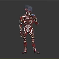 Red Robot Character With Blue Polyhedral Head And Mechanical Body Design