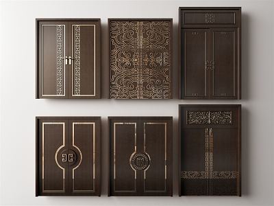 New Chinese Double Door 3d model