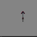 Decorative Weapon Sword With Pink Curved Hilt Blue Accents Green Blade And Ornamental Design