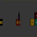 Household Supplies Including Various Colored Oil Drums With Person Silhouette Nearby