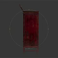 Red Chinese Style Entryway Cabinet And Side Cabinet With Carved Decorations 3d model