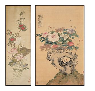 Chinese Plant Painting Elegant Zen Flower Pattern Hanging Painting Combination 3d model