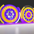 Banmu Time Check in Event Interactive Clock with Purple Yellow Design