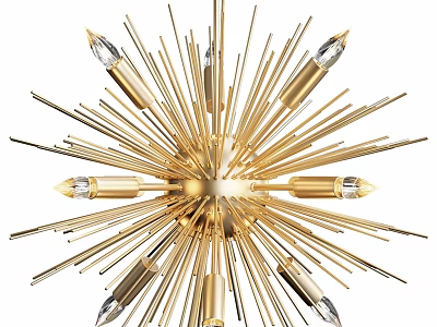 Golden Sputnik Chandelier With Crystal Accents And Radiant Brass Design 3d model
