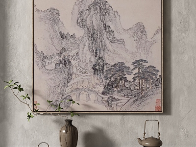 New Chinese Landscape Painting Texture Decorative Painting model