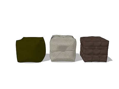 Stylish Sofa Stools In Green Beige And Dark Brown Colors For Living Room 3d model