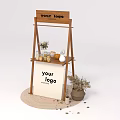 Wooden Display Stand Featuring Logo Area Decorative Vases Jars Dried Plants